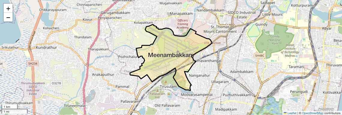 Location Map of Meenambakkam, Chennai