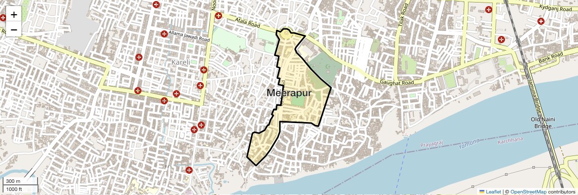 Location Map of Meerapur, Allahabad