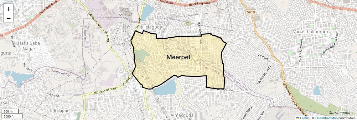 Location Map of Meerpet, Hyderabad