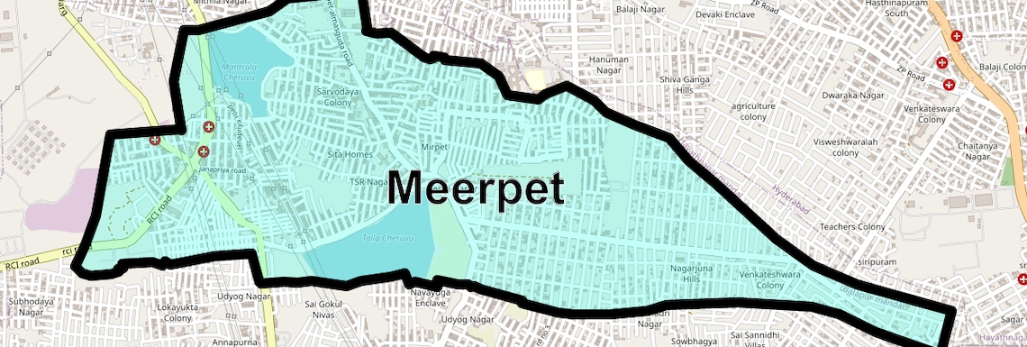 Location Map of Meerpet, Hyderabad