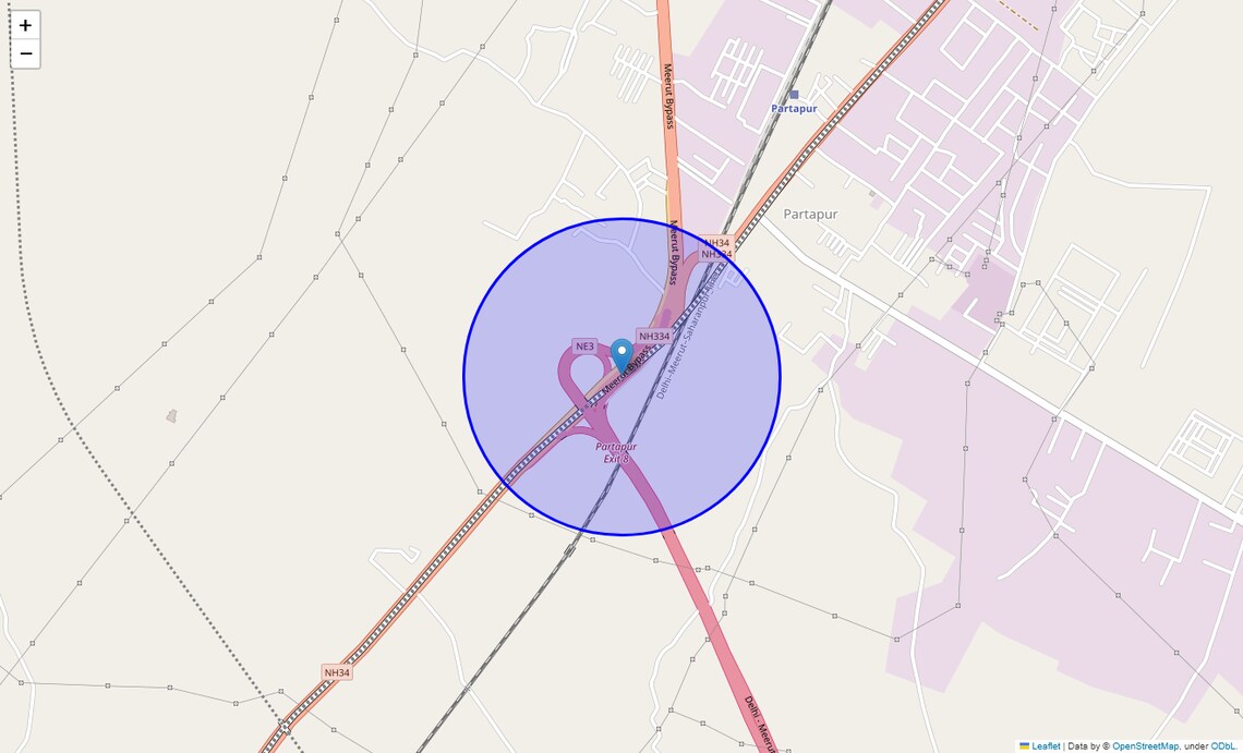 Location Map of Meerut bypass Road, Meerut