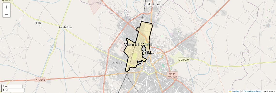 Location Map of Meerut Cantt, Meerut