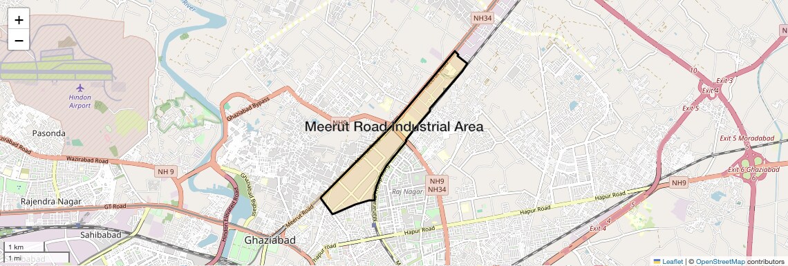 Location Map of Meerut Road Industrial Area, Ghaziabad