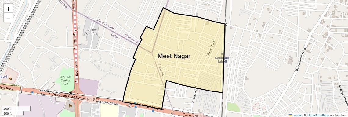 Location Map of Meet Nagar, Delhi