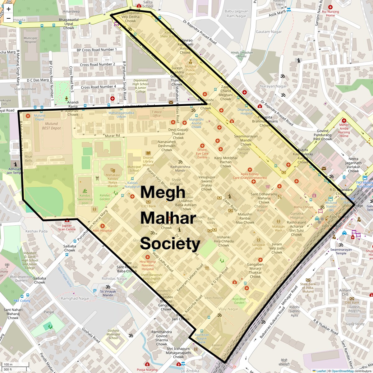 Location Map of Megh Malhar Society, Mumbai