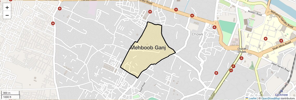 Location Map of Mehboob Ganj, Lucknow