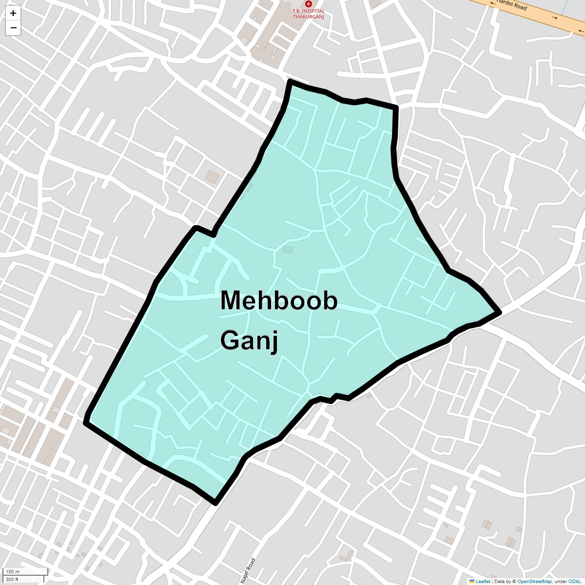 Location Map of Mehboob Ganj, Lucknow