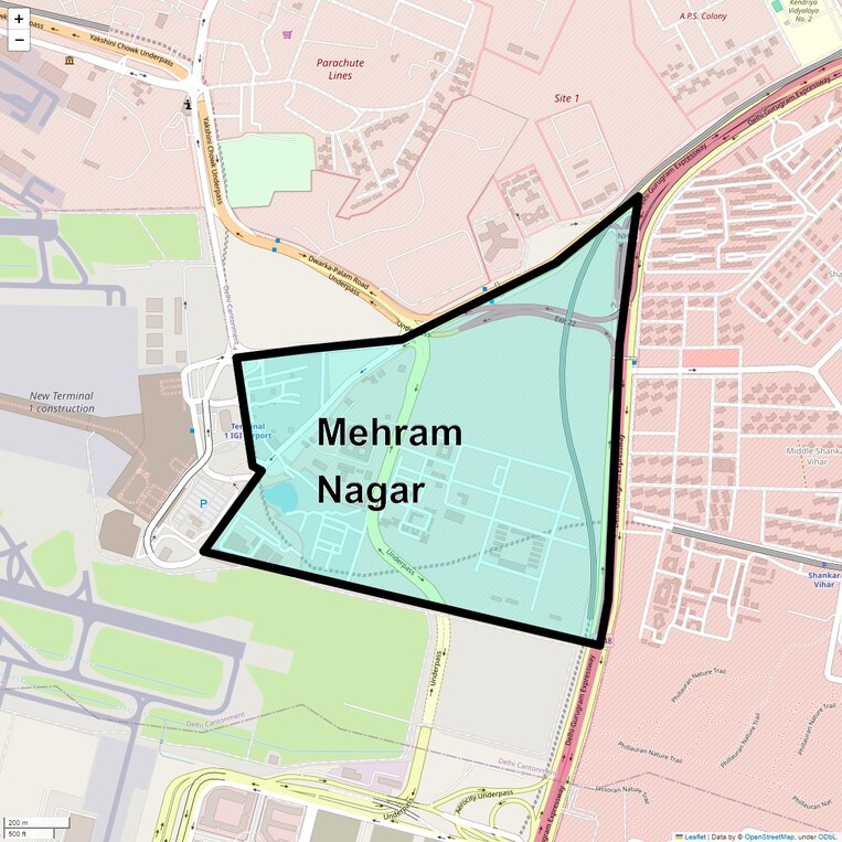 Location Map of Mehram Nagar