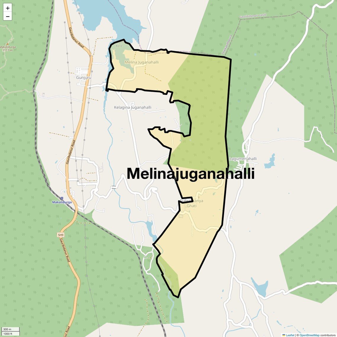 Location Map of Melinajuganahalli, Bangalore