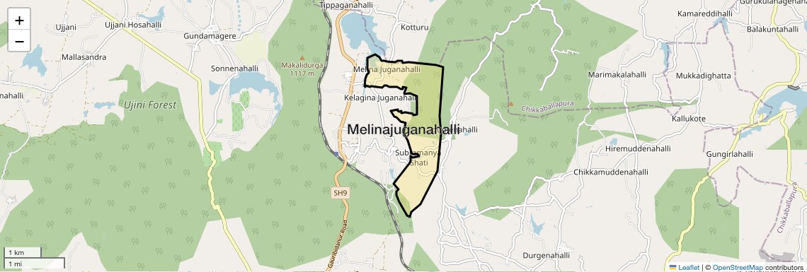 Location Map of Melinajuganahalli, Bangalore