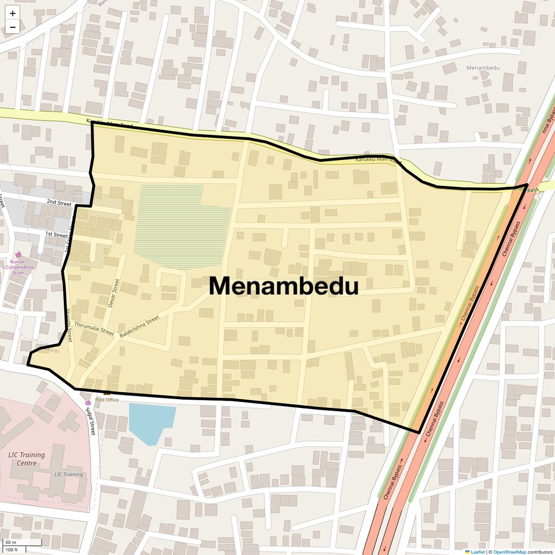 Location Map of Menambedu, Chennai