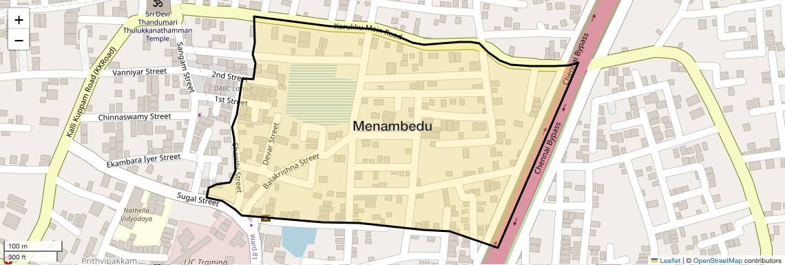 Location Map of Menambedu, Chennai