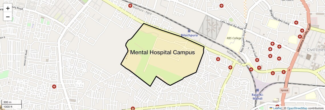 Location Map of Mental Hospital Campus, Agra
