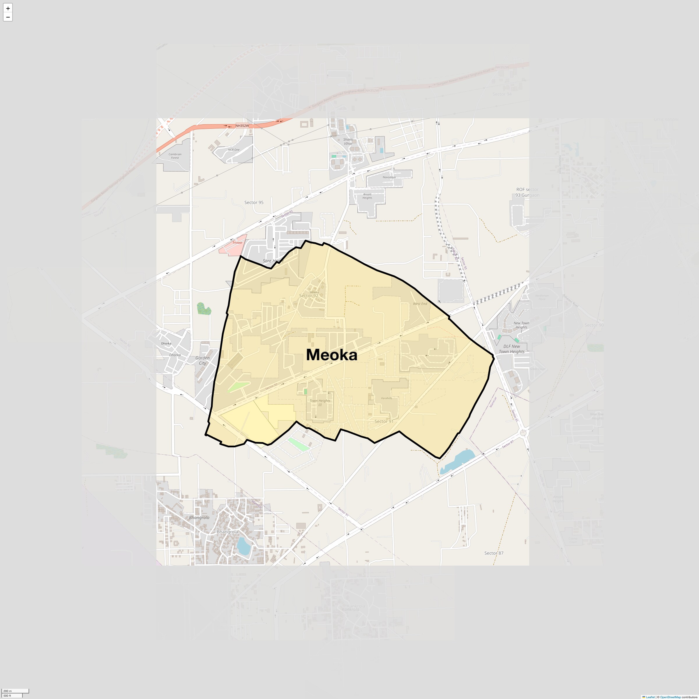 Location Map of Meoka, Gurgaon