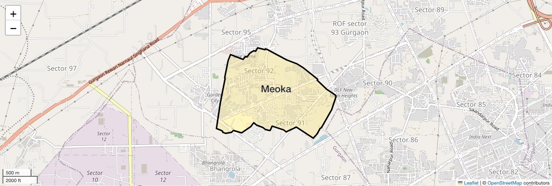 Location Map of Meoka, Gurgaon