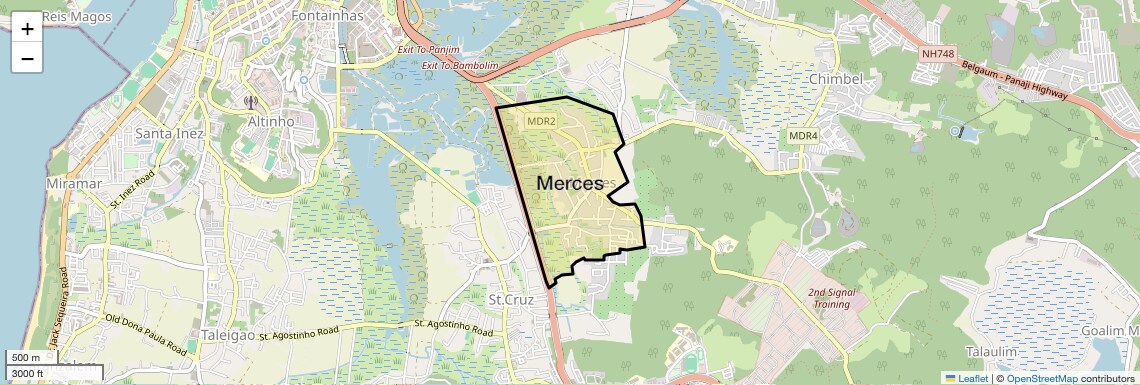 Location Map of Merces, Goa