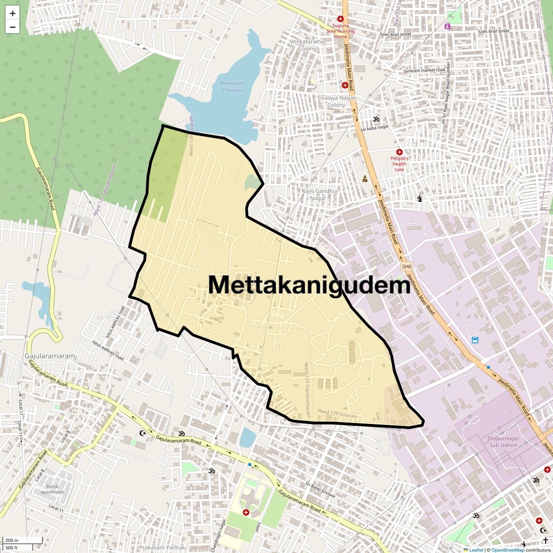 Location Map of Mettakanigudem, Hyderabad
