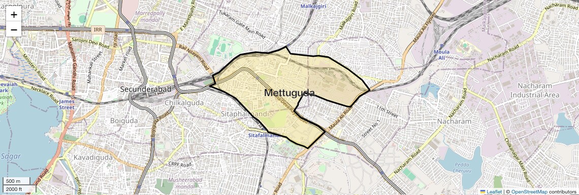 Location Map of Mettuguda, Hyderabad