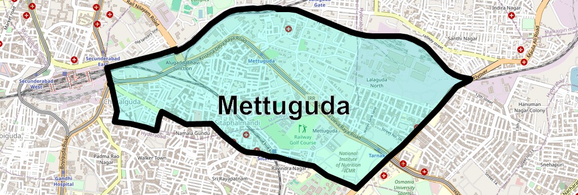 Location Map of Mettuguda, Hyderabad