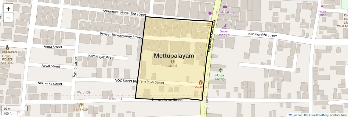 Location Map of Mettupalayam, Chennai