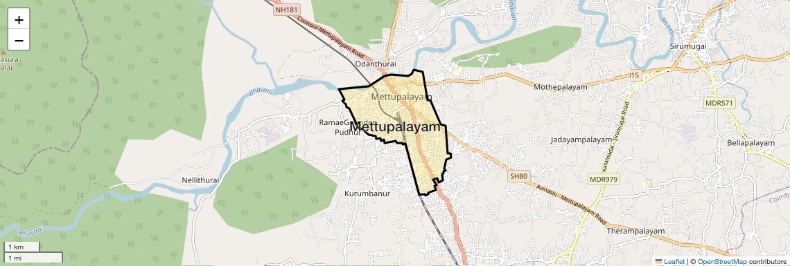 Location Map of Mettupalayam, Coimbatore