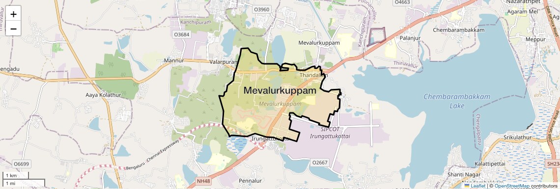 Location Map of Mevalurkuppam, Chennai