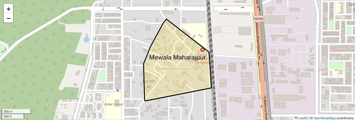 Location Map of Mewala Maharajpur, Faridabad