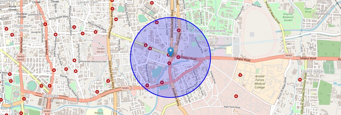 Location Map of Mg Road, Pune