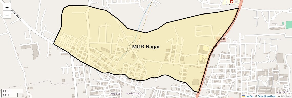 Location Map of Mgr Nagar, Coimbatore