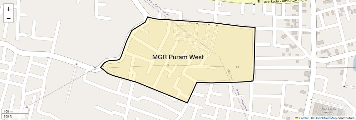 Location Map of MGR Puram West, Chennai