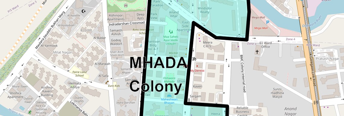 Location Map of Mhada Colony, Mumbai