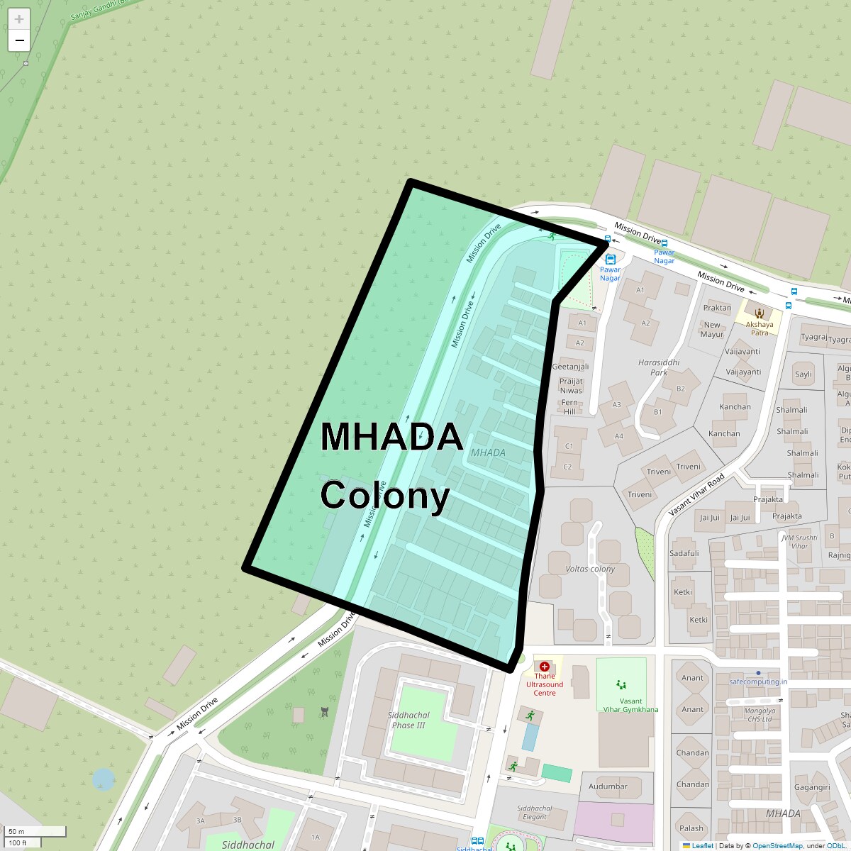 Location Map of MHADA Colony, Thane