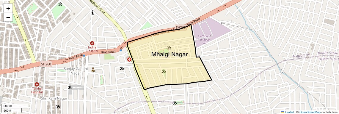 Location Map of Mhalgi Nagar, Nagpur