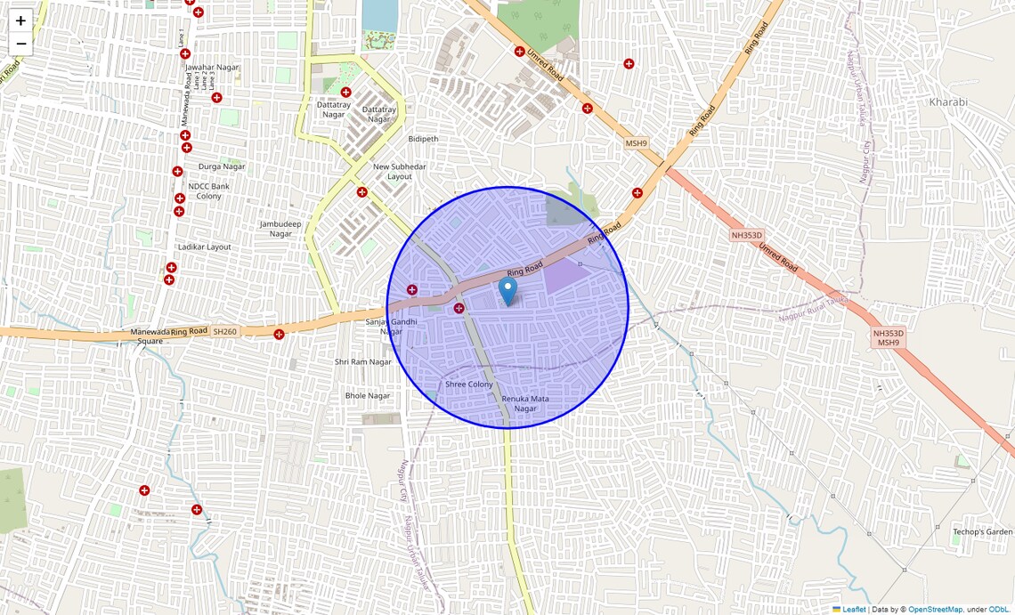 Location Map of Mhalgi Nagar, Nagpur