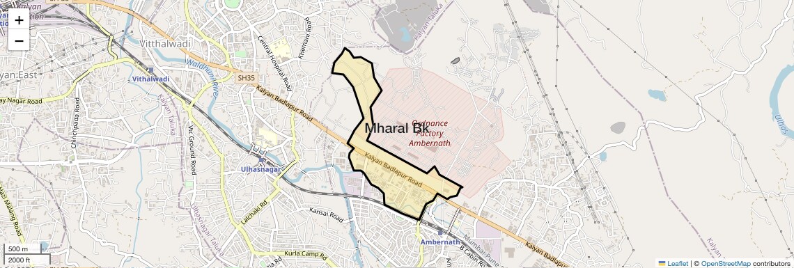 Location Map of Mharal Bk, Thane