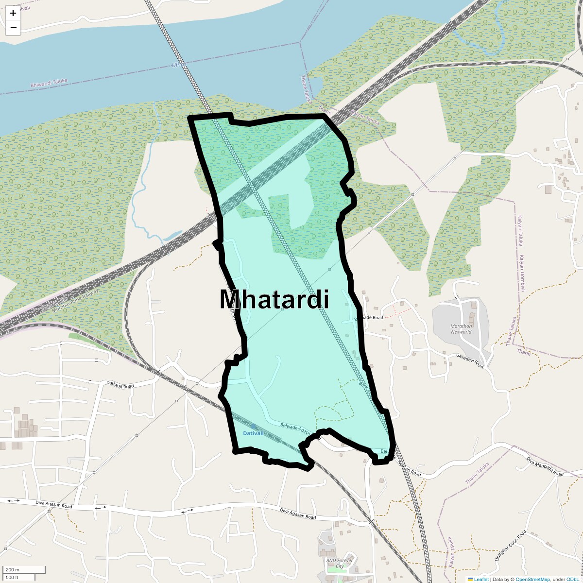 Location Map of Mhatardi, Thane