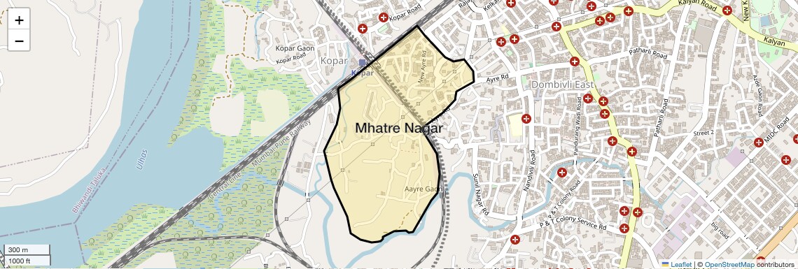 Location Map of Mhatre Nagar, Thane
