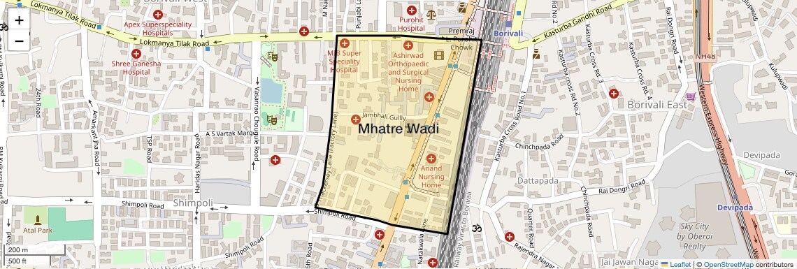 Location Map of Mhatre Wadi, Mumbai