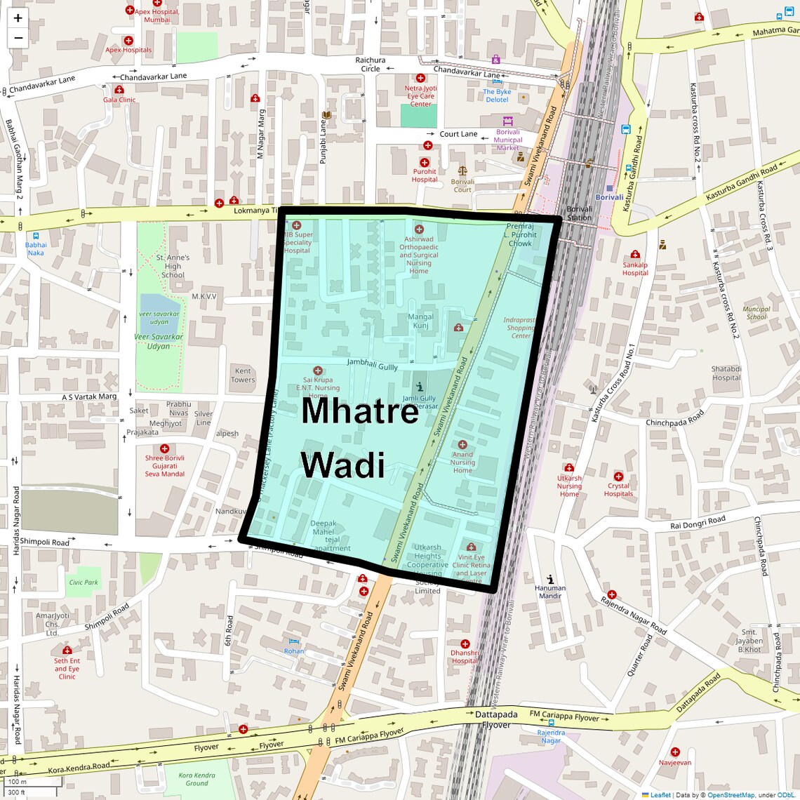 Location Map of Mhatre Wadi, Mumbai