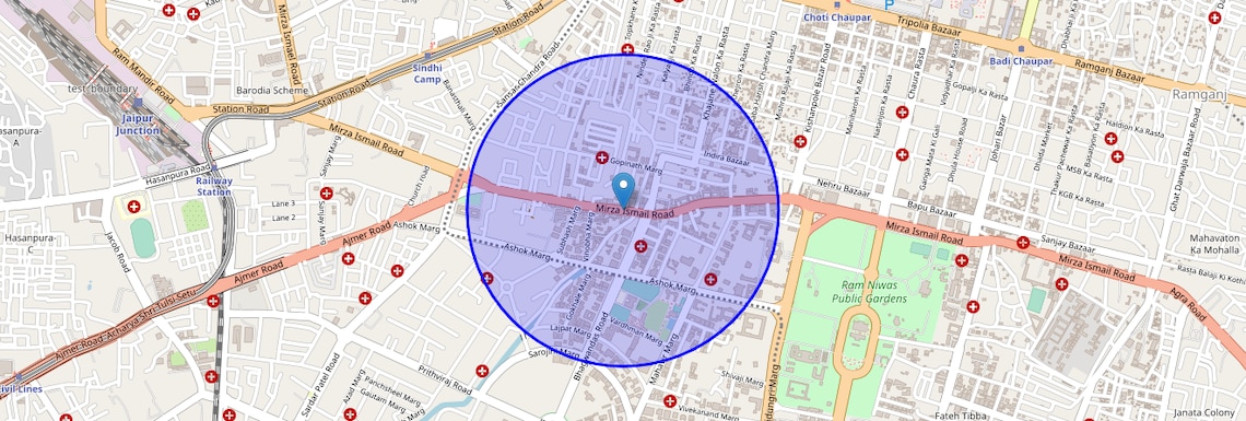 Location Map of MI Road, Jaipur