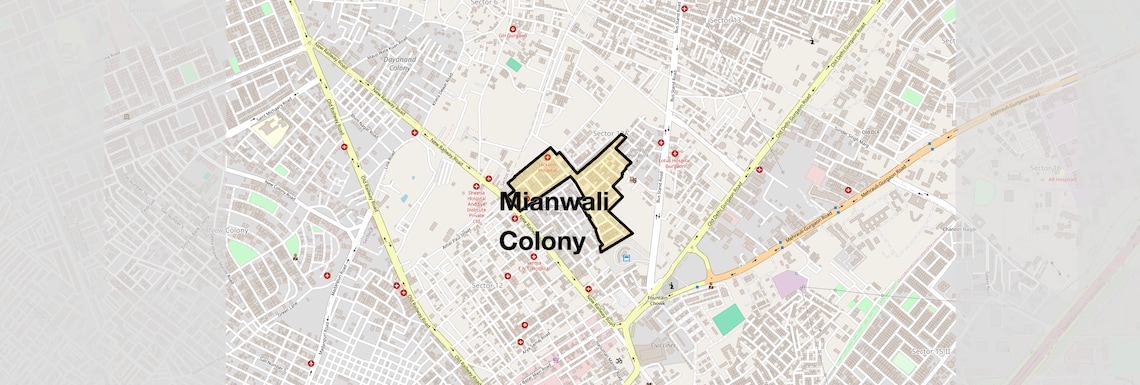 Location Map of Mianwali Colony, Gurgaon