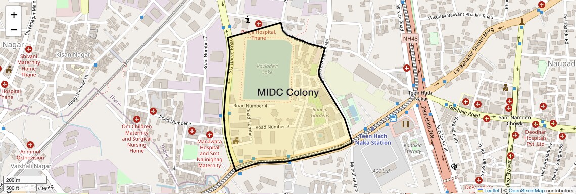 Location Map of MIDC Colony, Thane