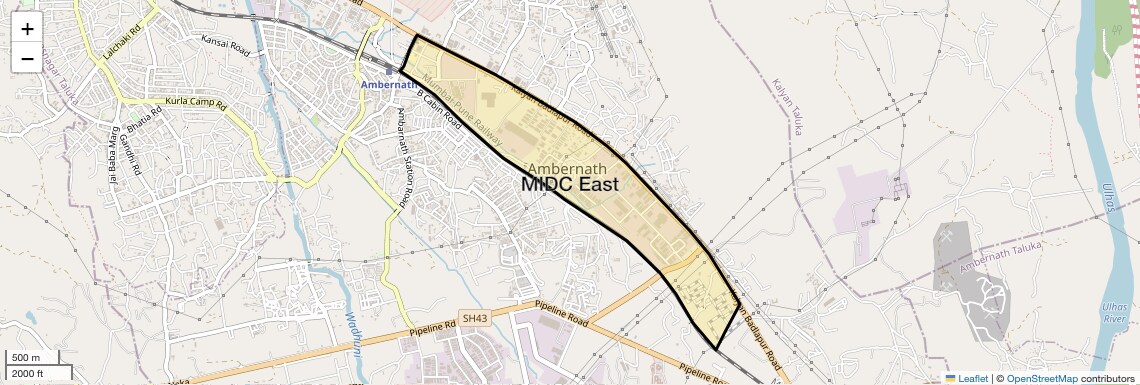 Location Map of MIDC East, Thane