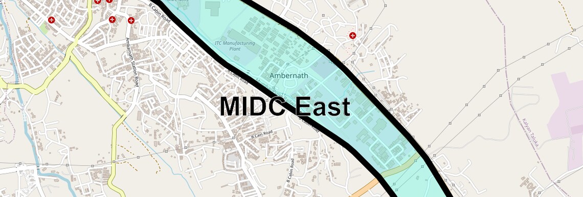 Location Map of Midc East, Thane