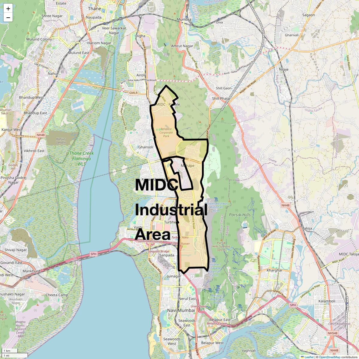 Location Map of MIDC Industrial Area, Navi Mumbai