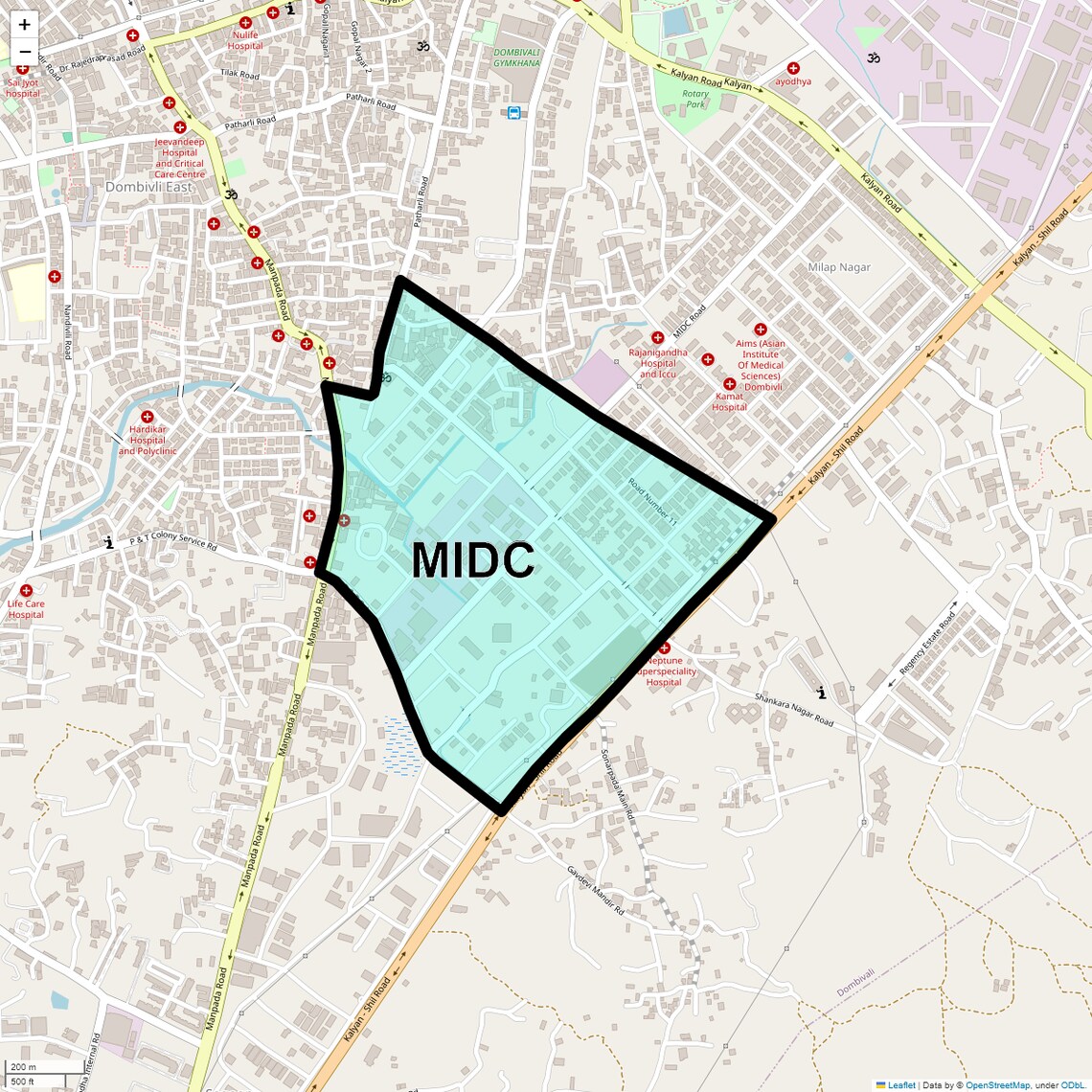 Location Map of MIDC, Thane