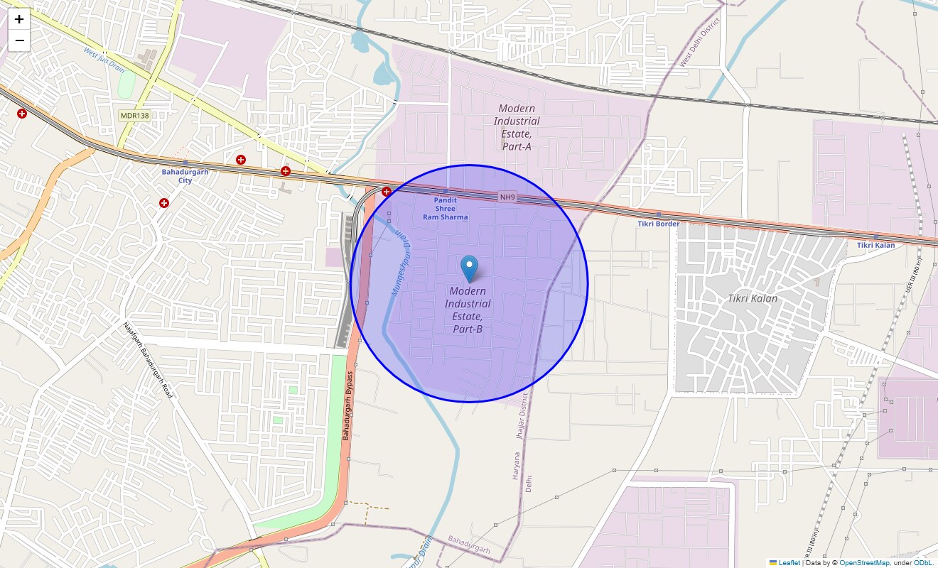 Location Map of Mie ParT-B, Bahadurgarh