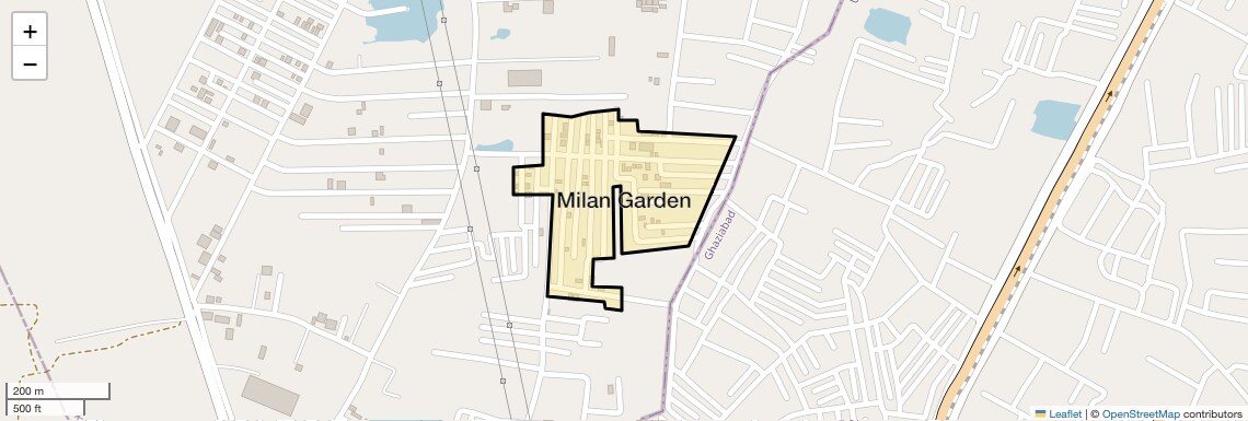 Location Map of Milan Garden, Delhi