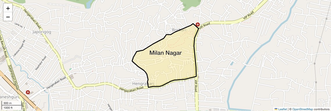 Location Map of Milan Nagar, Guwahati