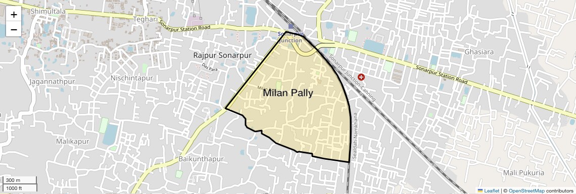 Location Map of Milan Pally, Kolkata
